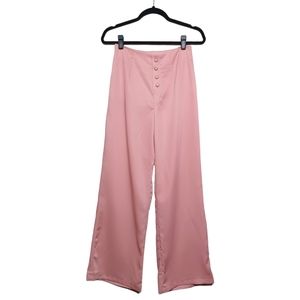 SHEIN Faux Pearl Button High Waisted Light Pink Trouser Pants Small